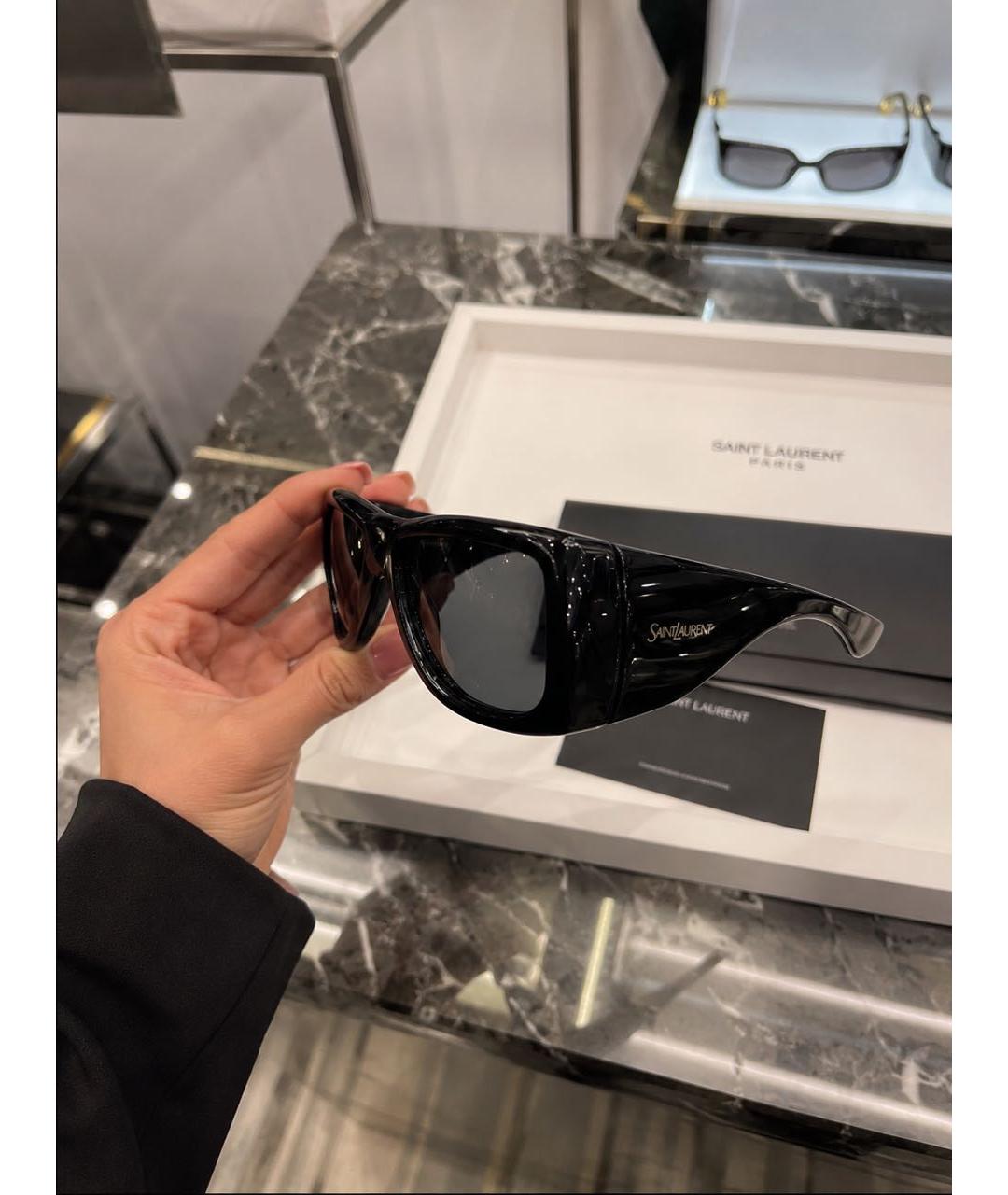 SAINT LAURENT Черные пластиковые солнцезащитные очки, фото 7