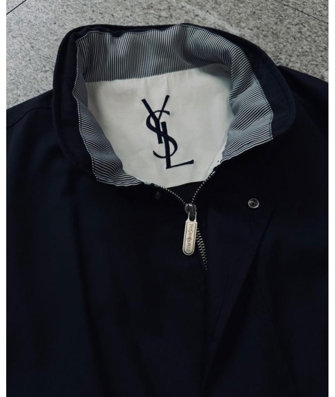 SAINT LAURENT Темно-синяя хлопковая куртка, фото 4