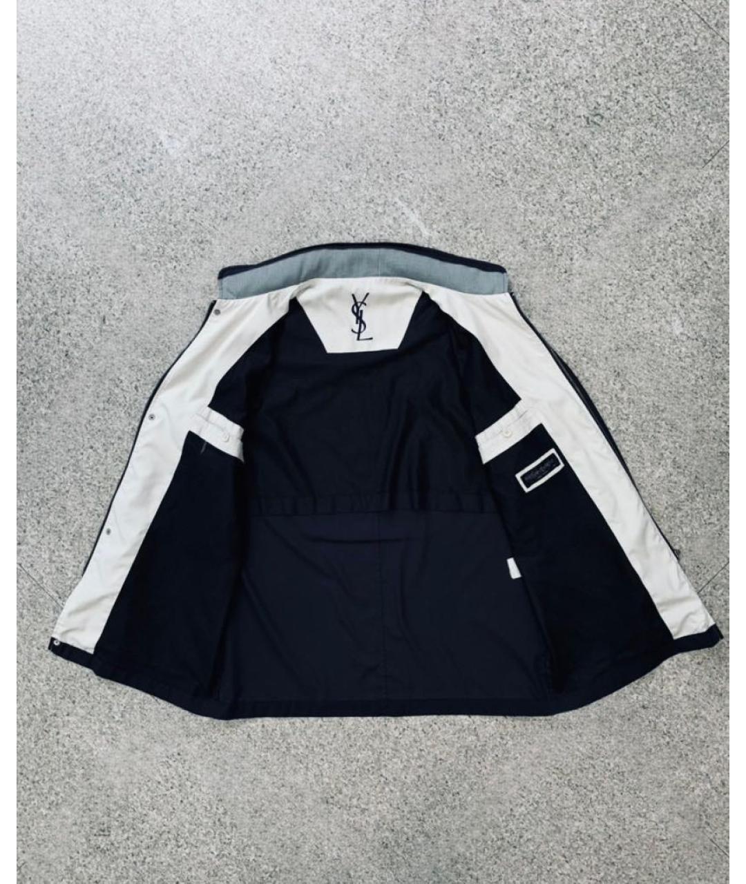 SAINT LAURENT Темно-синяя хлопковая куртка, фото 3