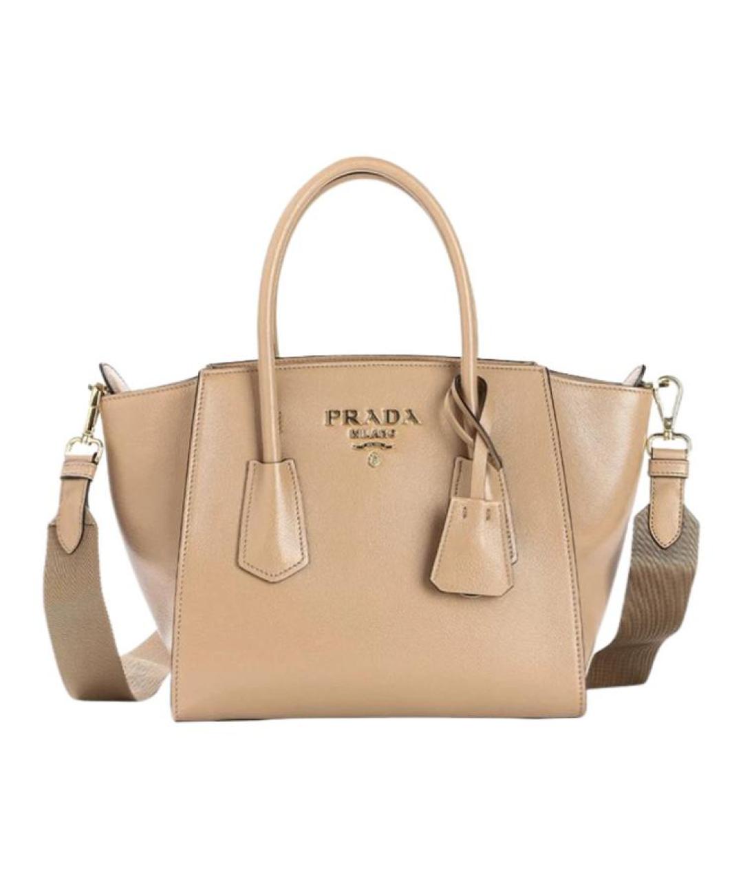 PRADA Бежевая кожаная сумка через плечо, фото 1