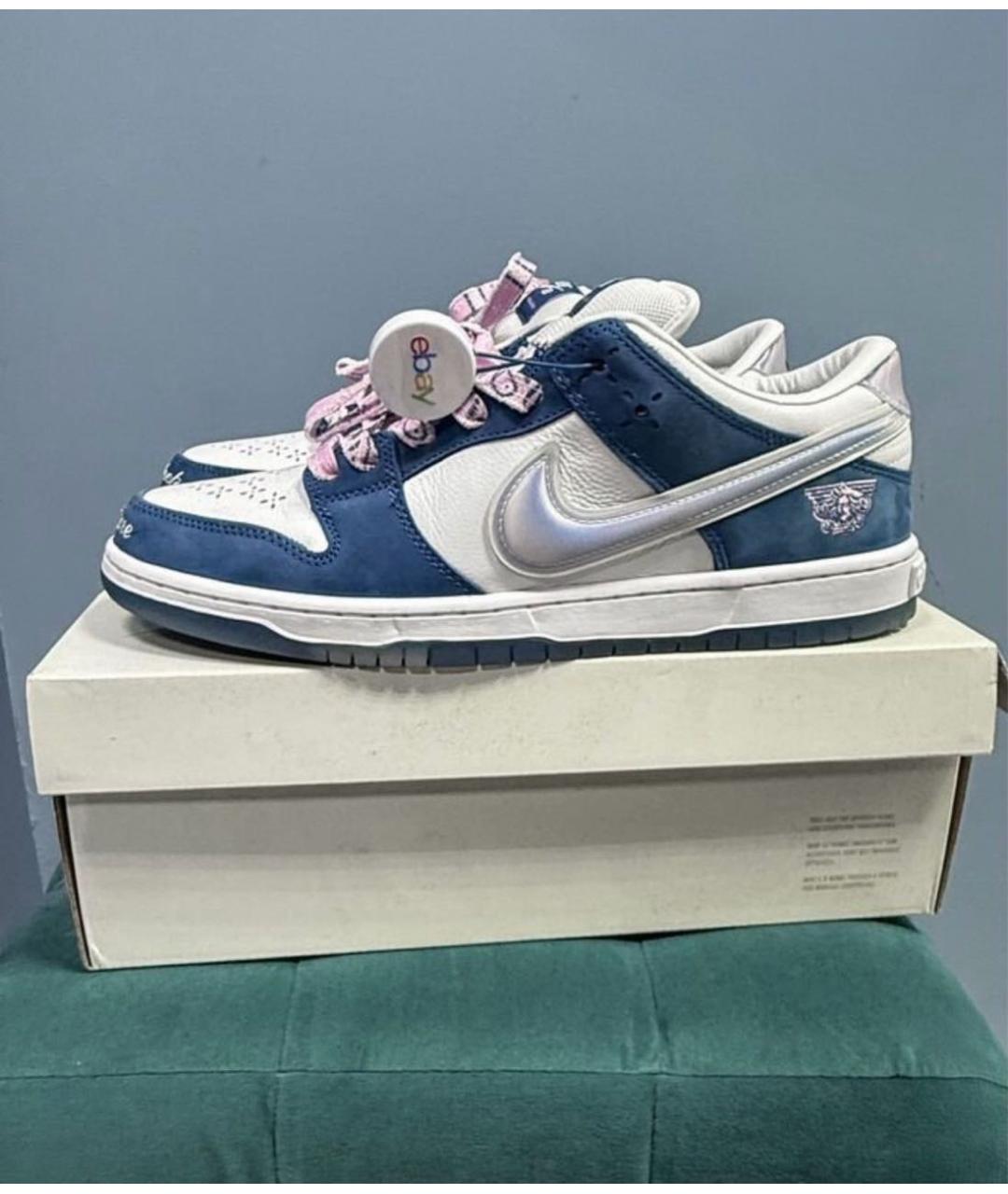 NIKE Синие замшевые низкие кроссовки / кеды, фото 2
