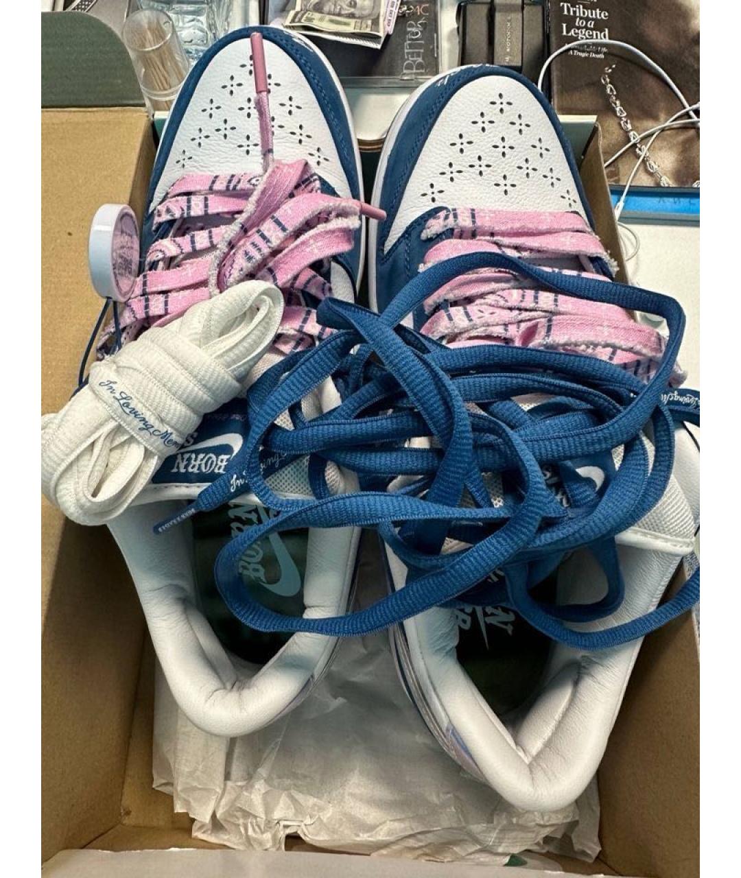 NIKE Синие замшевые низкие кроссовки / кеды, фото 4