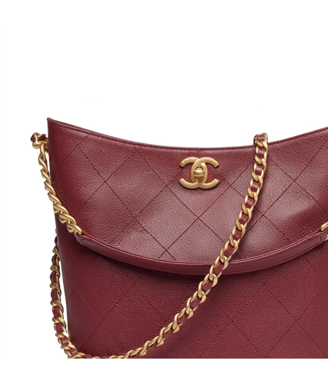 CHANEL Бордовая кожаная сумка через плечо, фото 2