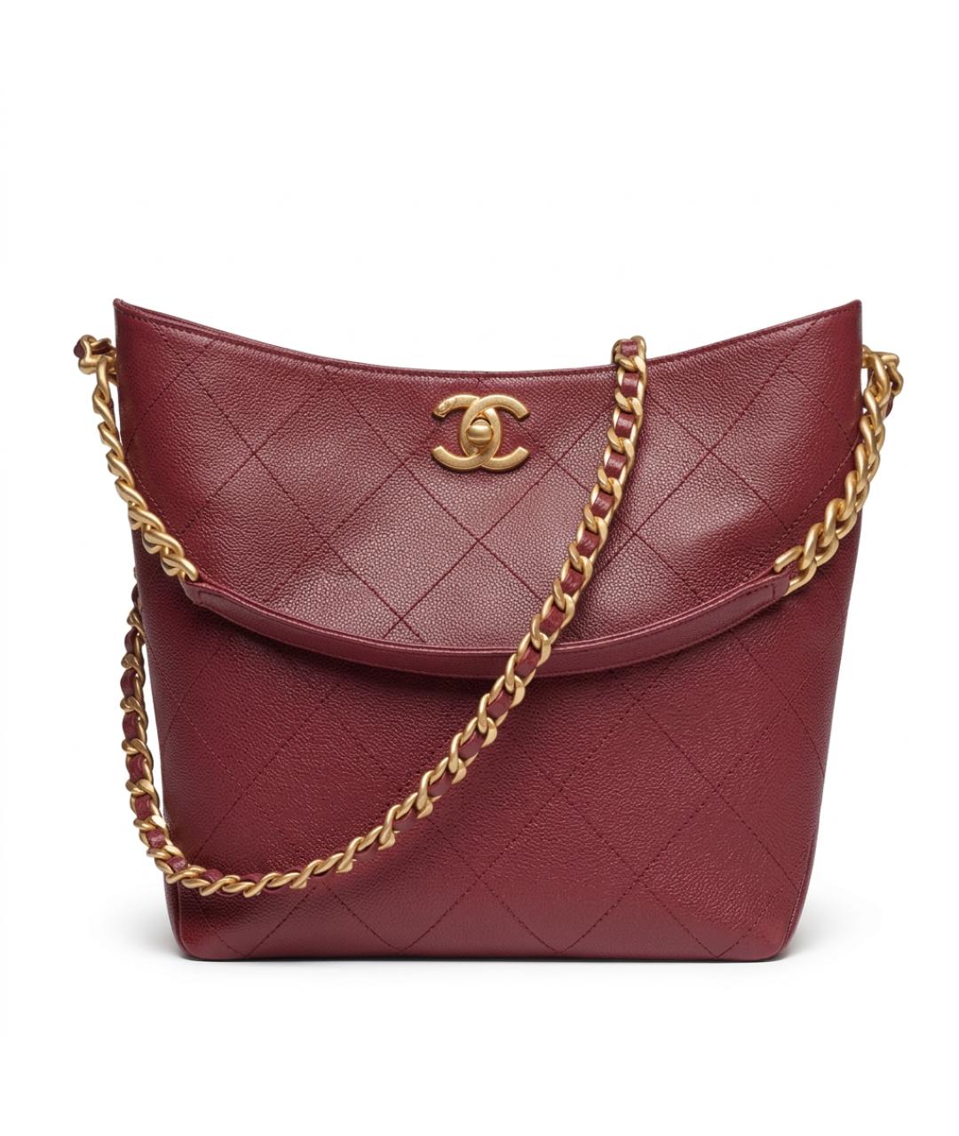CHANEL Бордовая кожаная сумка через плечо, фото 1