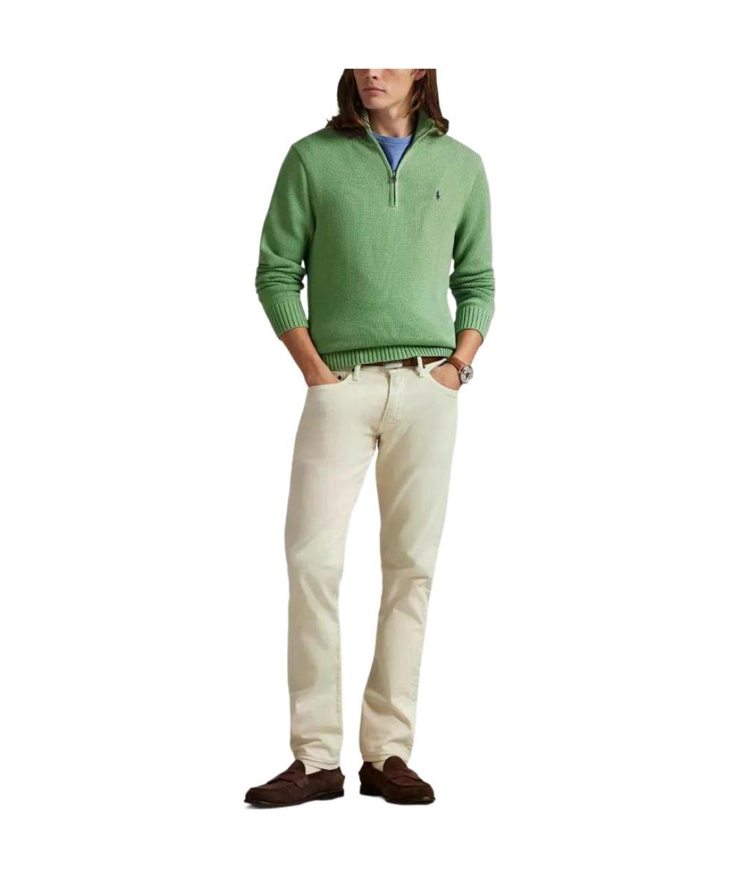 POLO RALPH LAUREN Салатовый хлопковый джемпер / свитер, фото 2