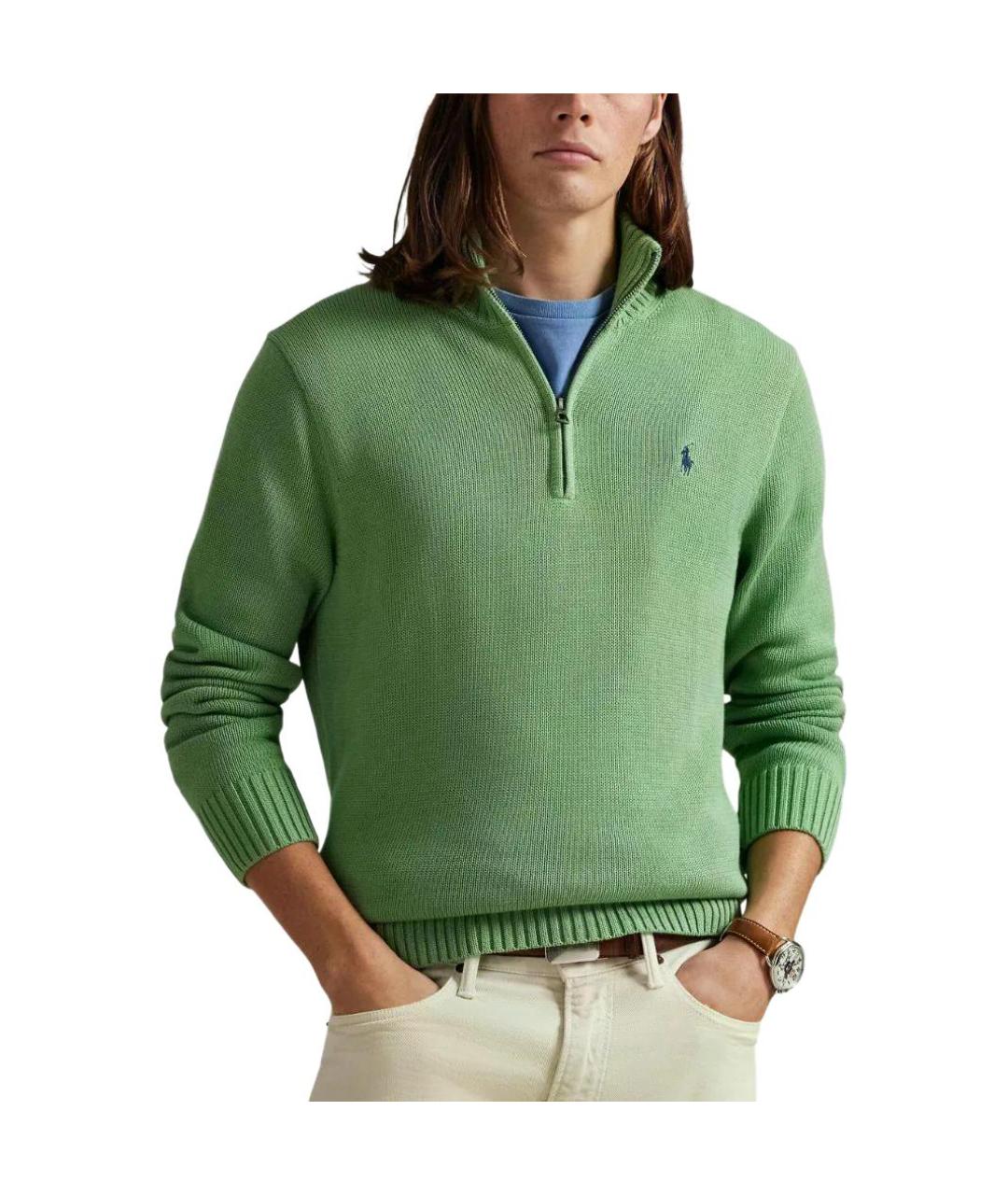 POLO RALPH LAUREN Салатовый хлопковый джемпер / свитер, фото 3