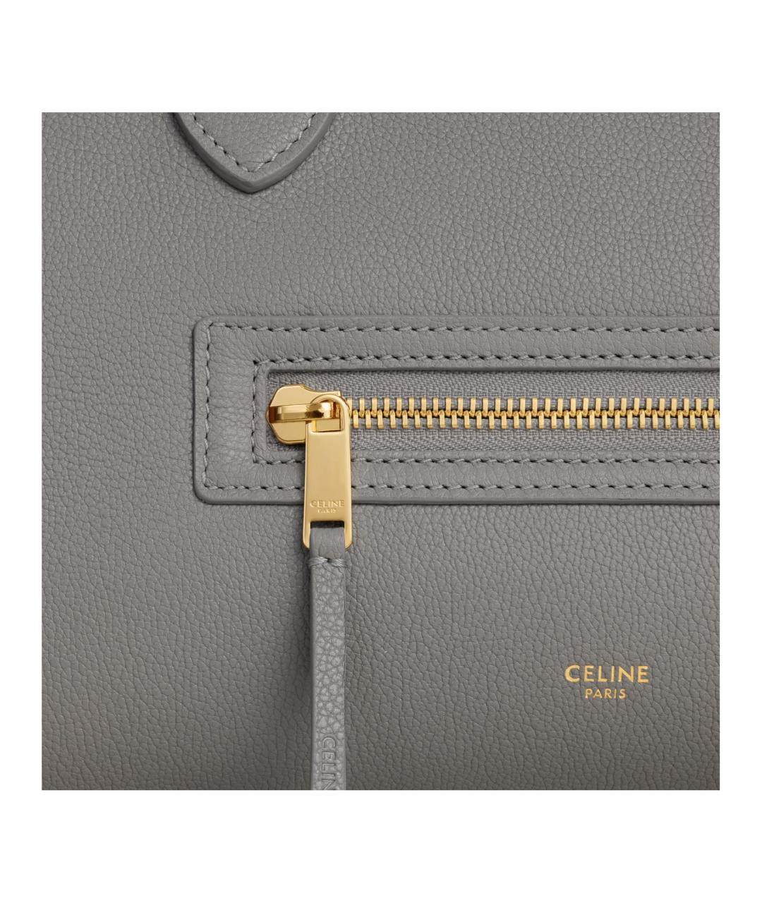 CELINE Серая кожаная сумка через плечо, фото 4