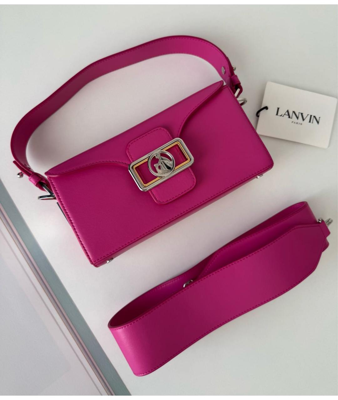 LANVIN Фуксия кожаная сумка через плечо, фото 5