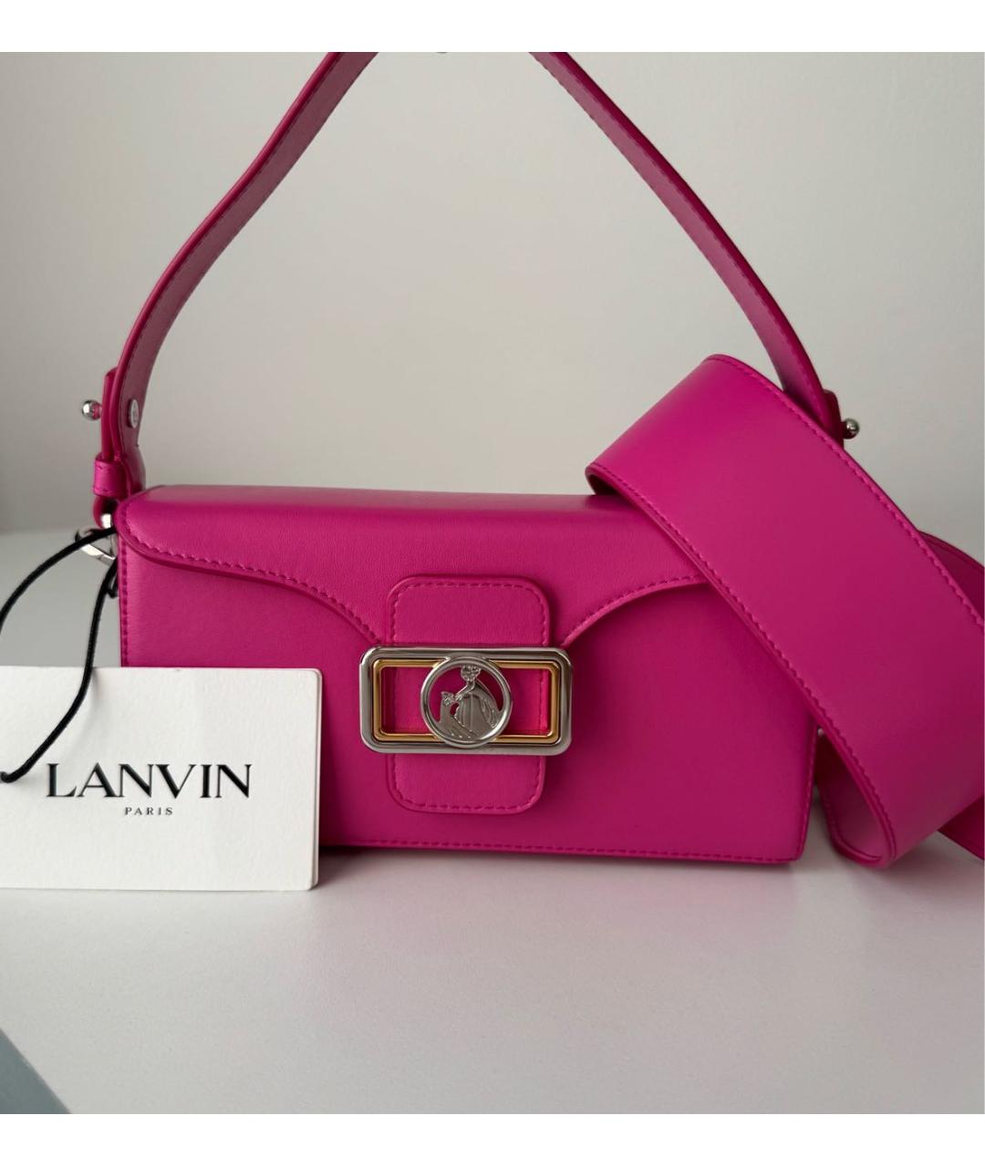 LANVIN Фуксия кожаная сумка через плечо, фото 4
