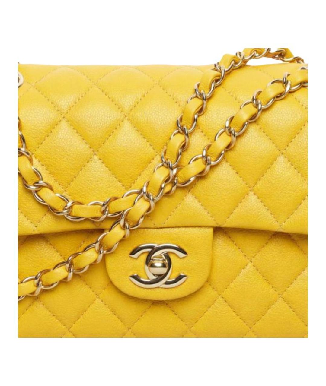 CHANEL Горчичная кожаная сумка через плечо, фото 2