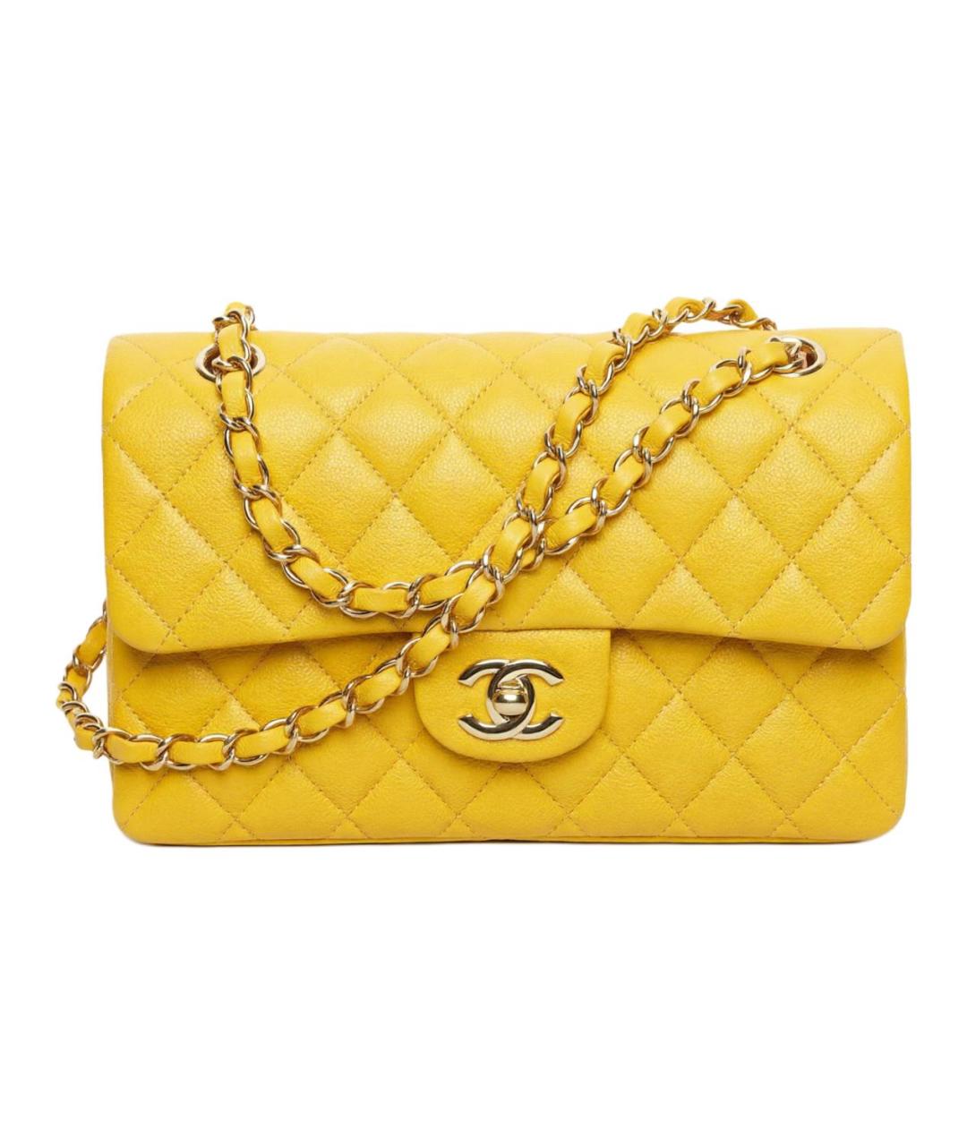CHANEL Горчичная кожаная сумка через плечо, фото 1