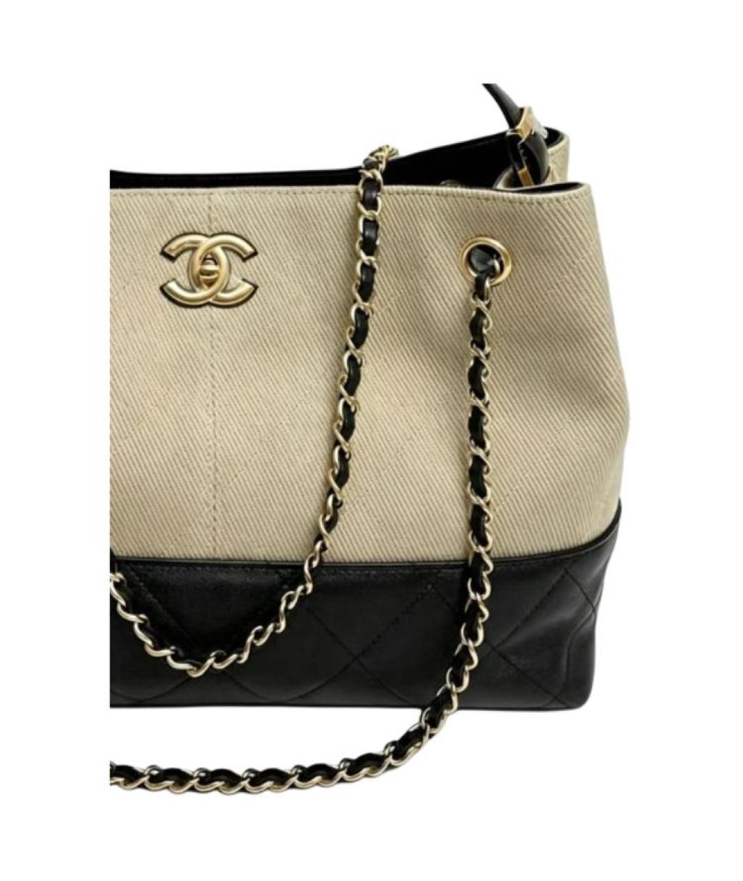CHANEL Бежевая сумка через плечо из канвы, фото 4