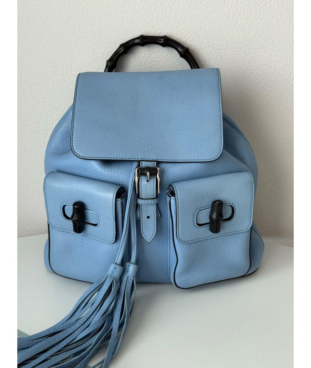 GUCCI Голубой кожаный рюкзак, фото 7