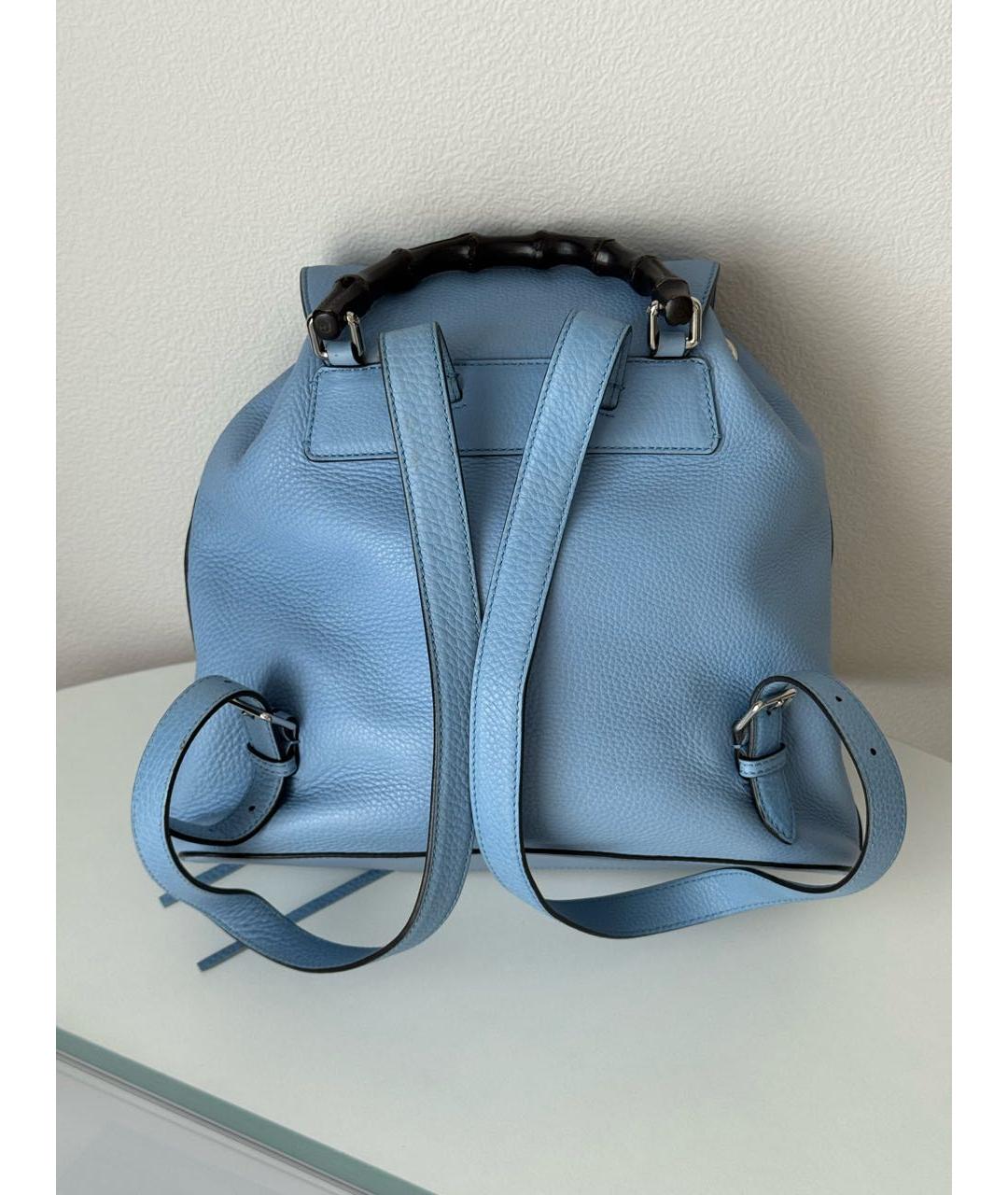 GUCCI Голубой кожаный рюкзак, фото 2