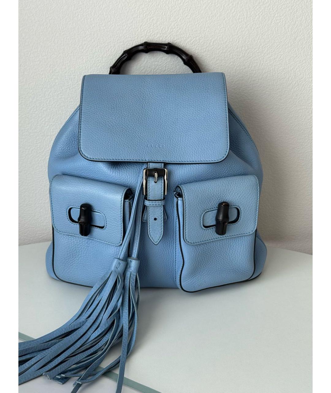 GUCCI Голубой кожаный рюкзак, фото 9
