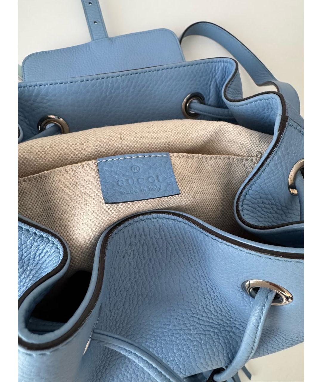 GUCCI Голубой кожаный рюкзак, фото 6