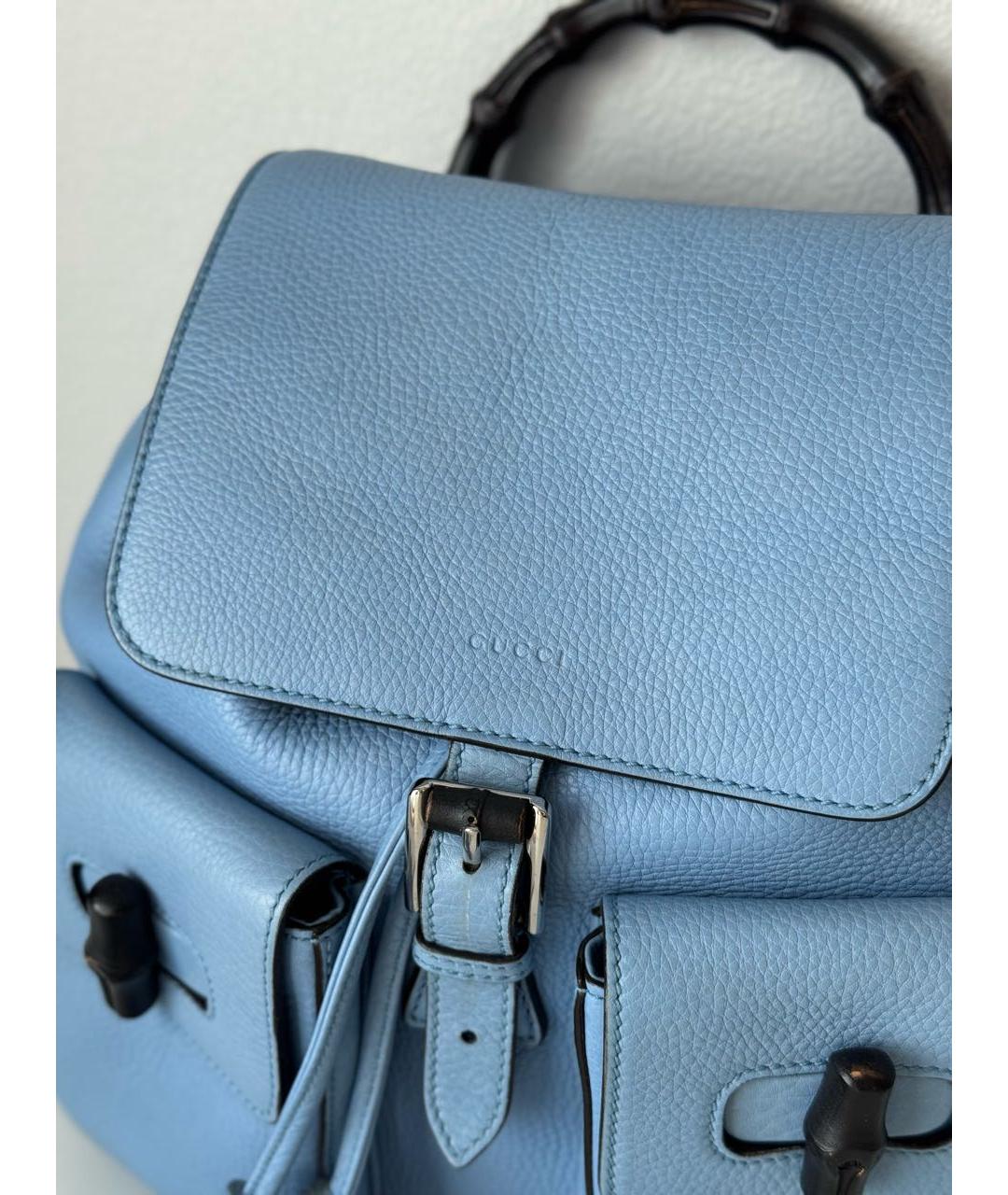GUCCI Голубой кожаный рюкзак, фото 5