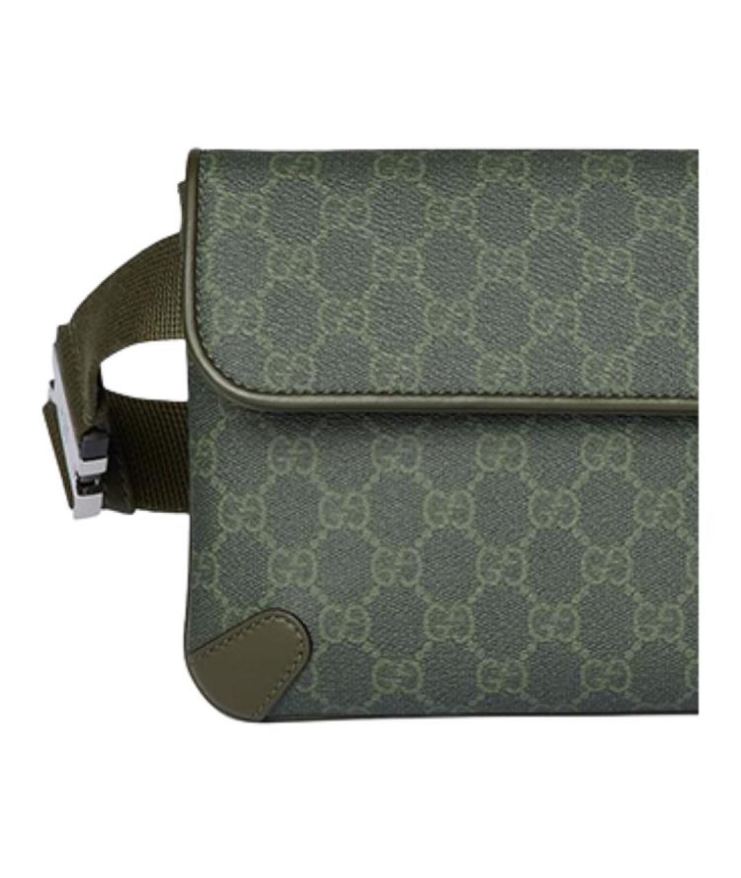 GUCCI Зеленая поясная сумка из канвы, фото 5
