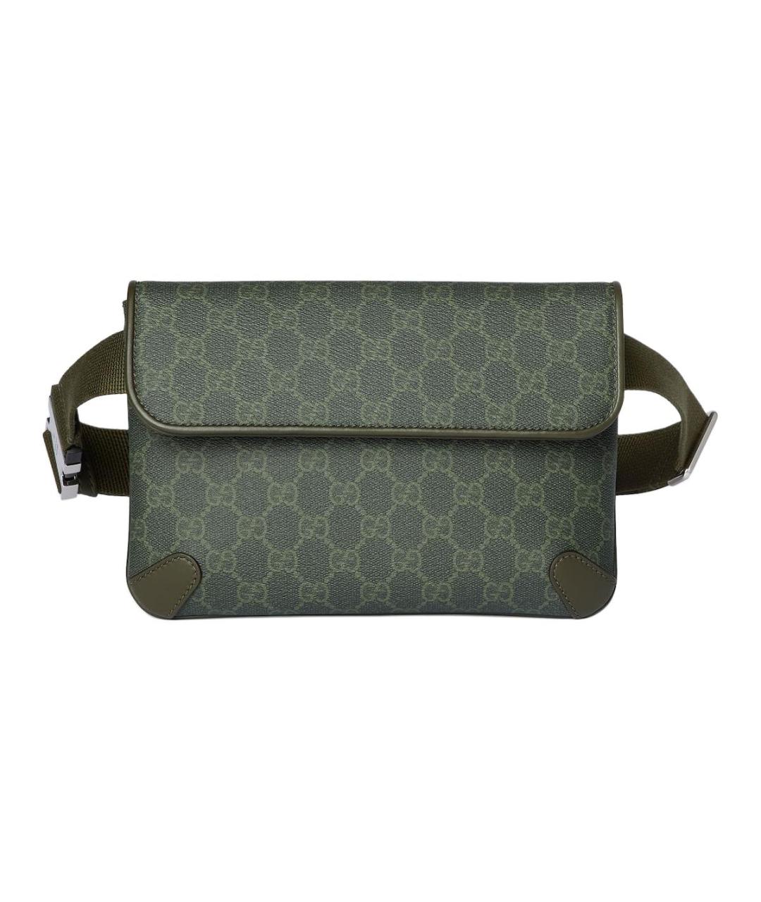 GUCCI Зеленая поясная сумка из канвы, фото 1