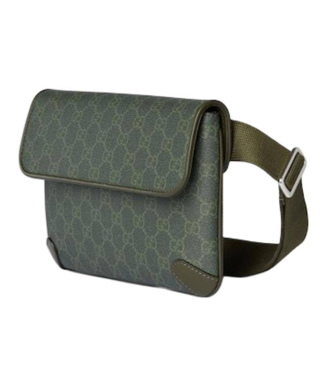 GUCCI Зеленая поясная сумка из канвы, фото 2