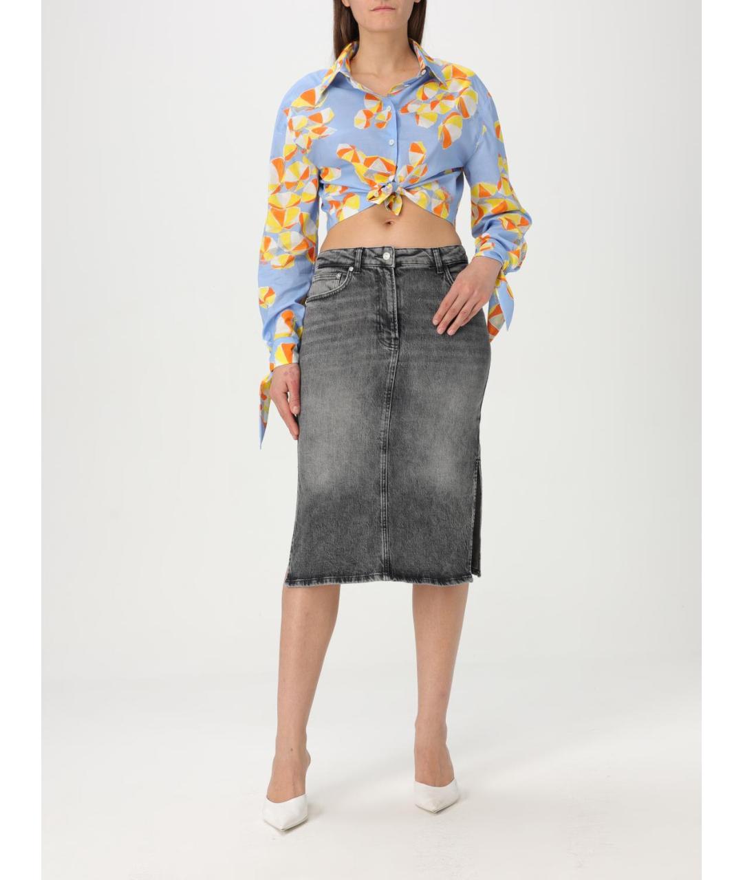 MOSCHINO JEANS Серая хлопковая юбка миди, фото 2