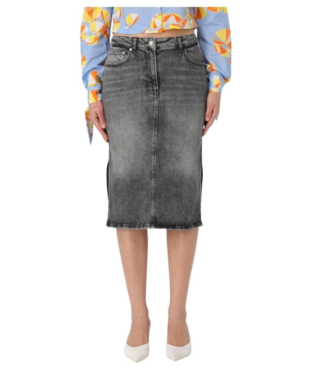 MOSCHINO JEANS Серая хлопковая юбка миди, фото 1