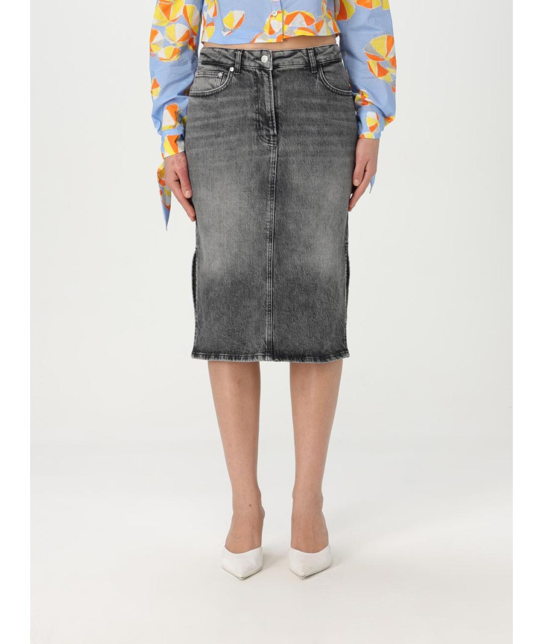 MOSCHINO JEANS Серая хлопковая юбка миди, фото 5
