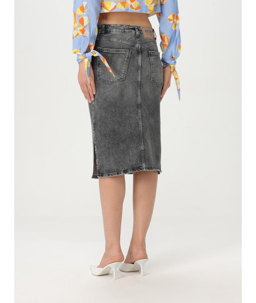 MOSCHINO JEANS Серая хлопковая юбка миди, фото 3