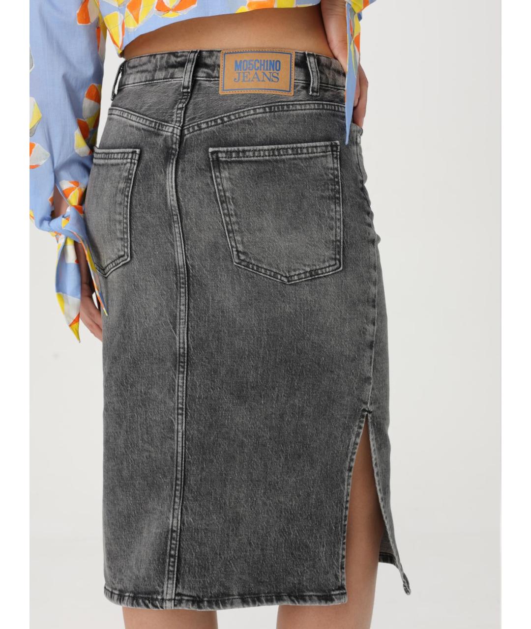 MOSCHINO JEANS Серая хлопковая юбка миди, фото 4