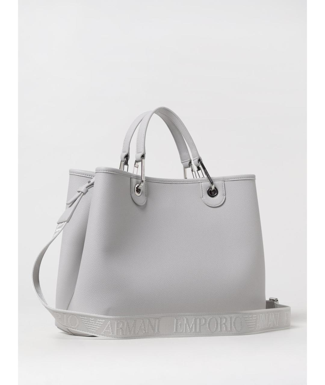 EMPORIO ARMANI Серая сумка тоут из искусственной кожи, фото 2