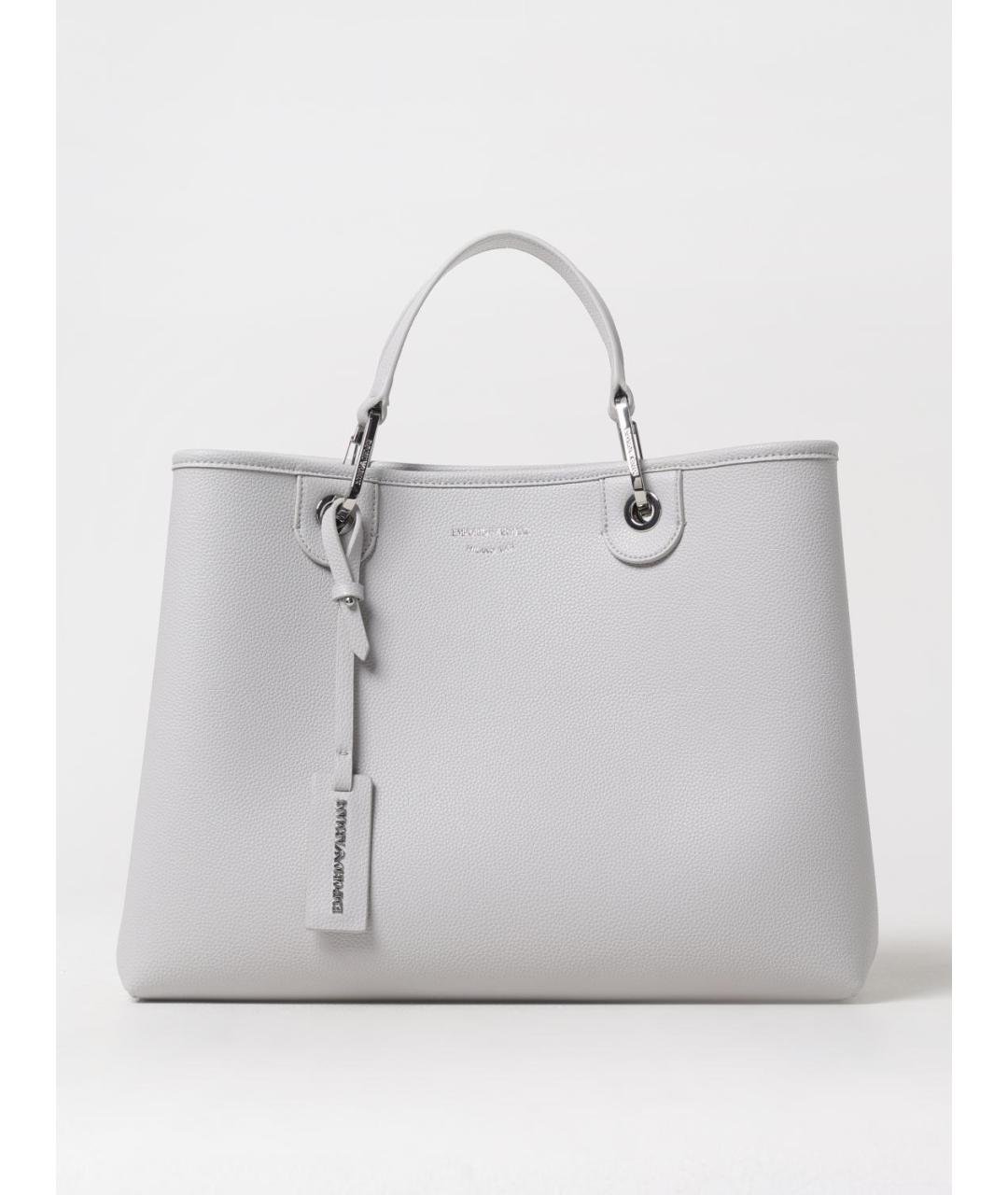EMPORIO ARMANI Серая сумка тоут из искусственной кожи, фото 4