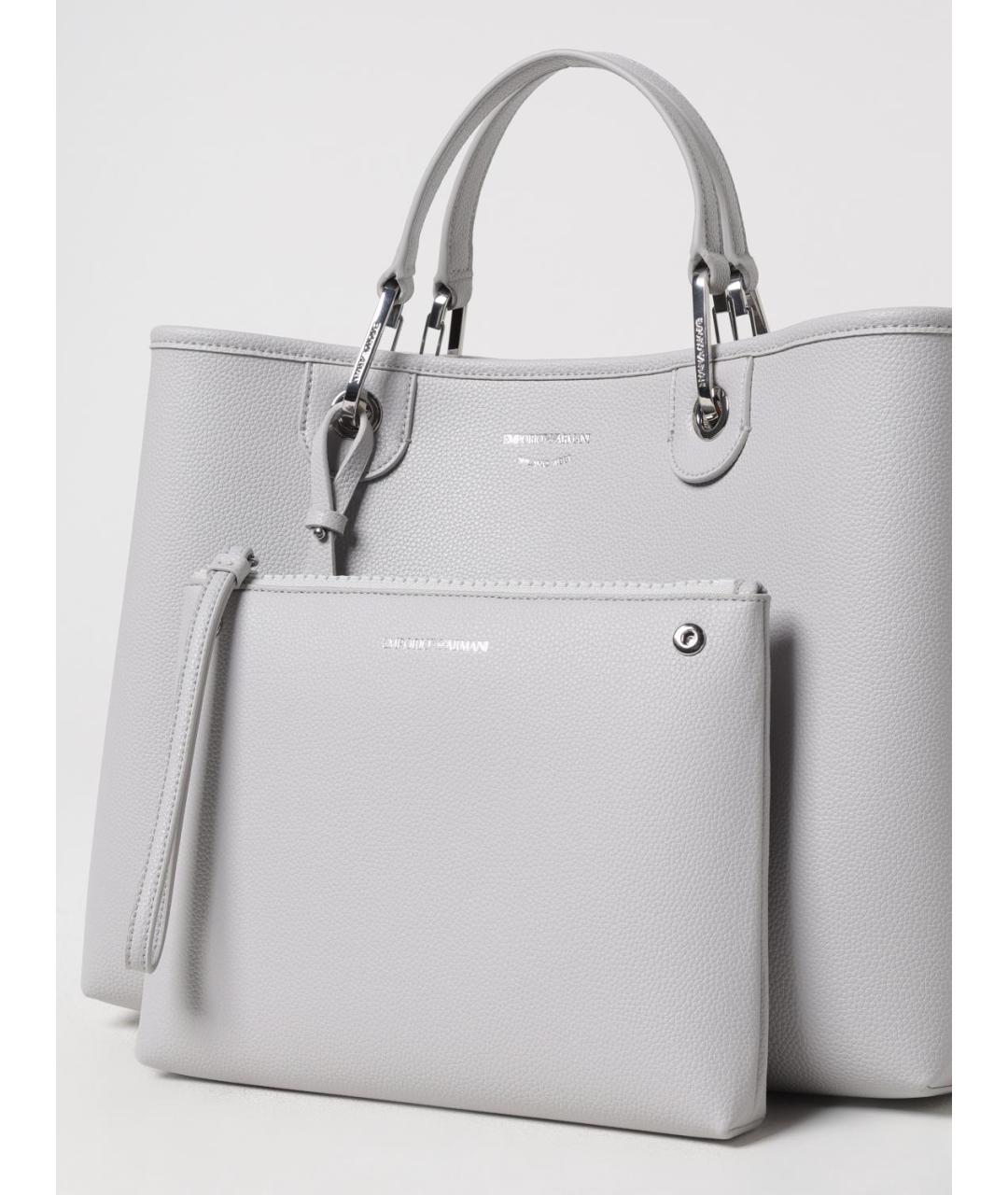 EMPORIO ARMANI Серая сумка тоут из искусственной кожи, фото 3