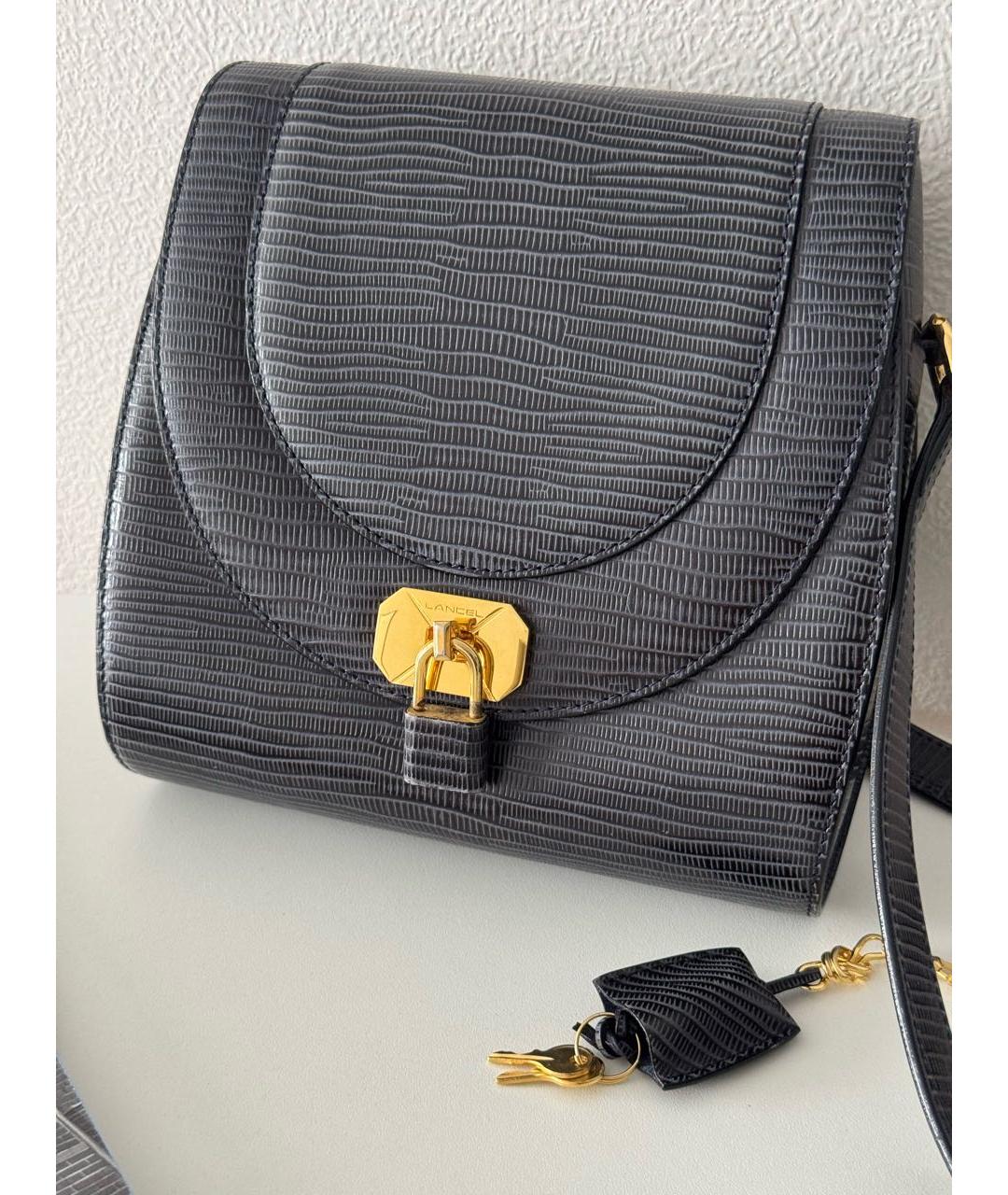 LANCEL Антрацитовая кожаная сумка через плечо, фото 2