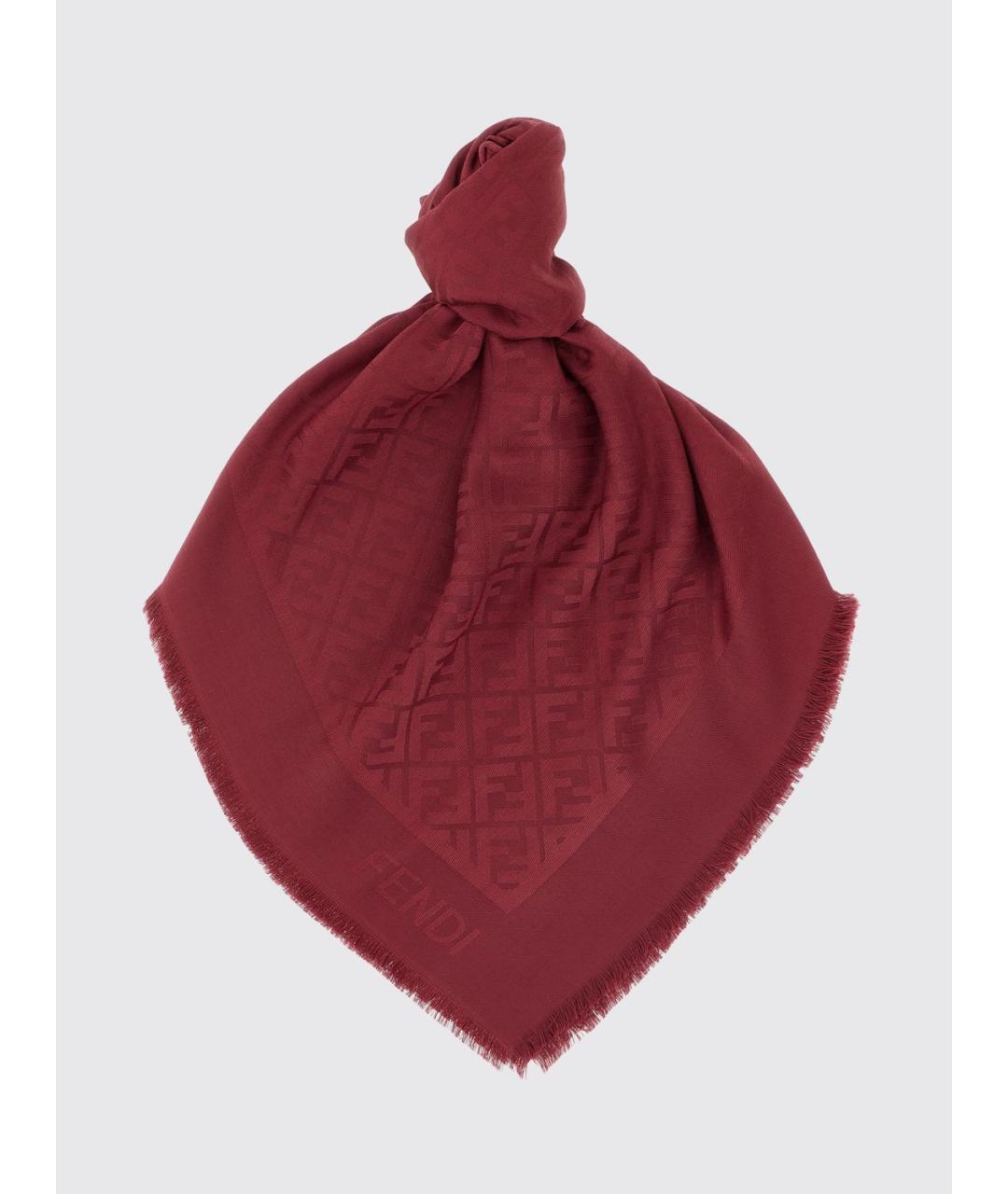 FENDI Бордовый шарф, фото 3