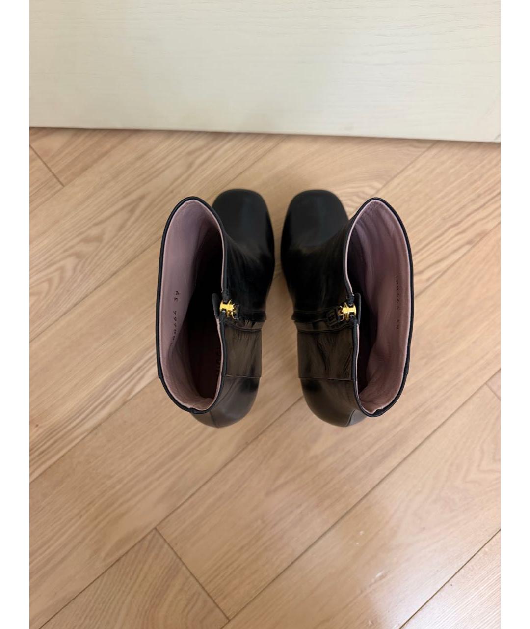 GUCCI Черные кожаные полусапоги, фото 3
