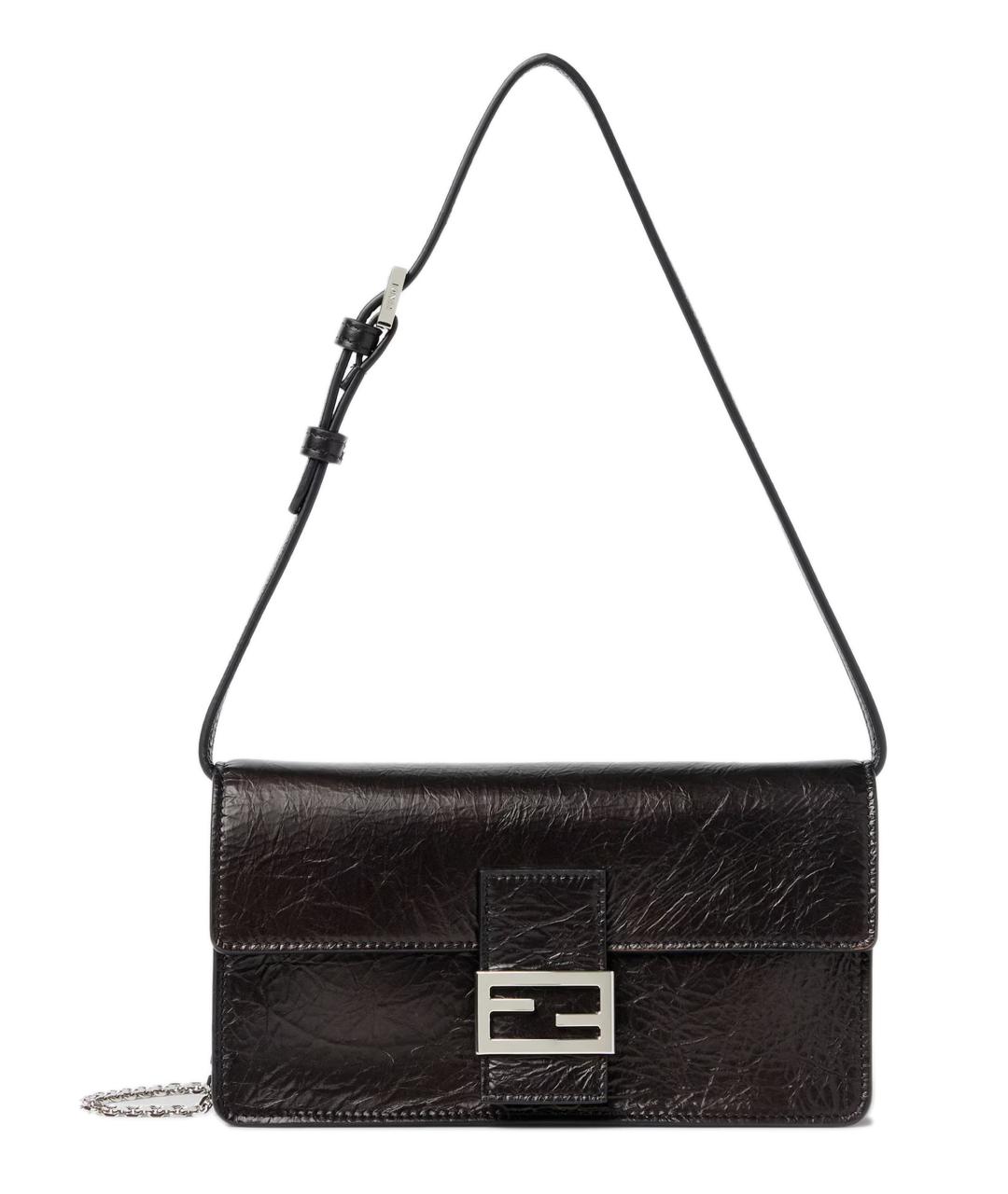 FENDI Черная кожаная сумка через плечо, фото 1