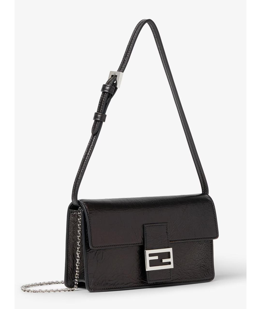 FENDI Черная кожаная сумка через плечо, фото 2