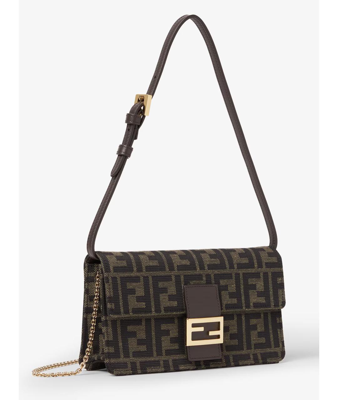 FENDI Коричневая тканевая сумка через плечо, фото 2