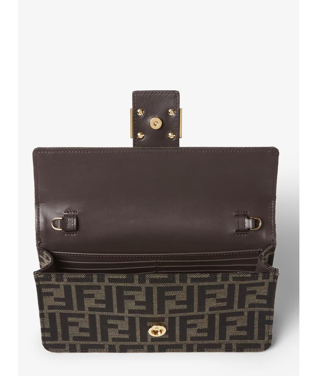 FENDI Коричневая тканевая сумка через плечо, фото 4