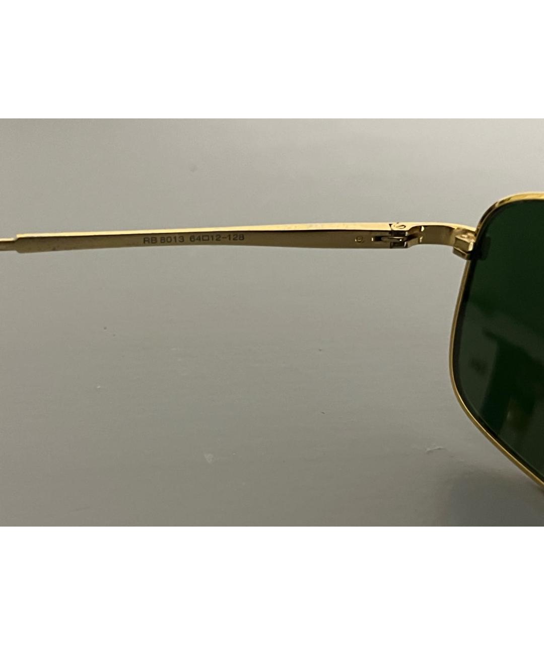 RAY BAN Золотые металлические солнцезащитные очки, фото 3
