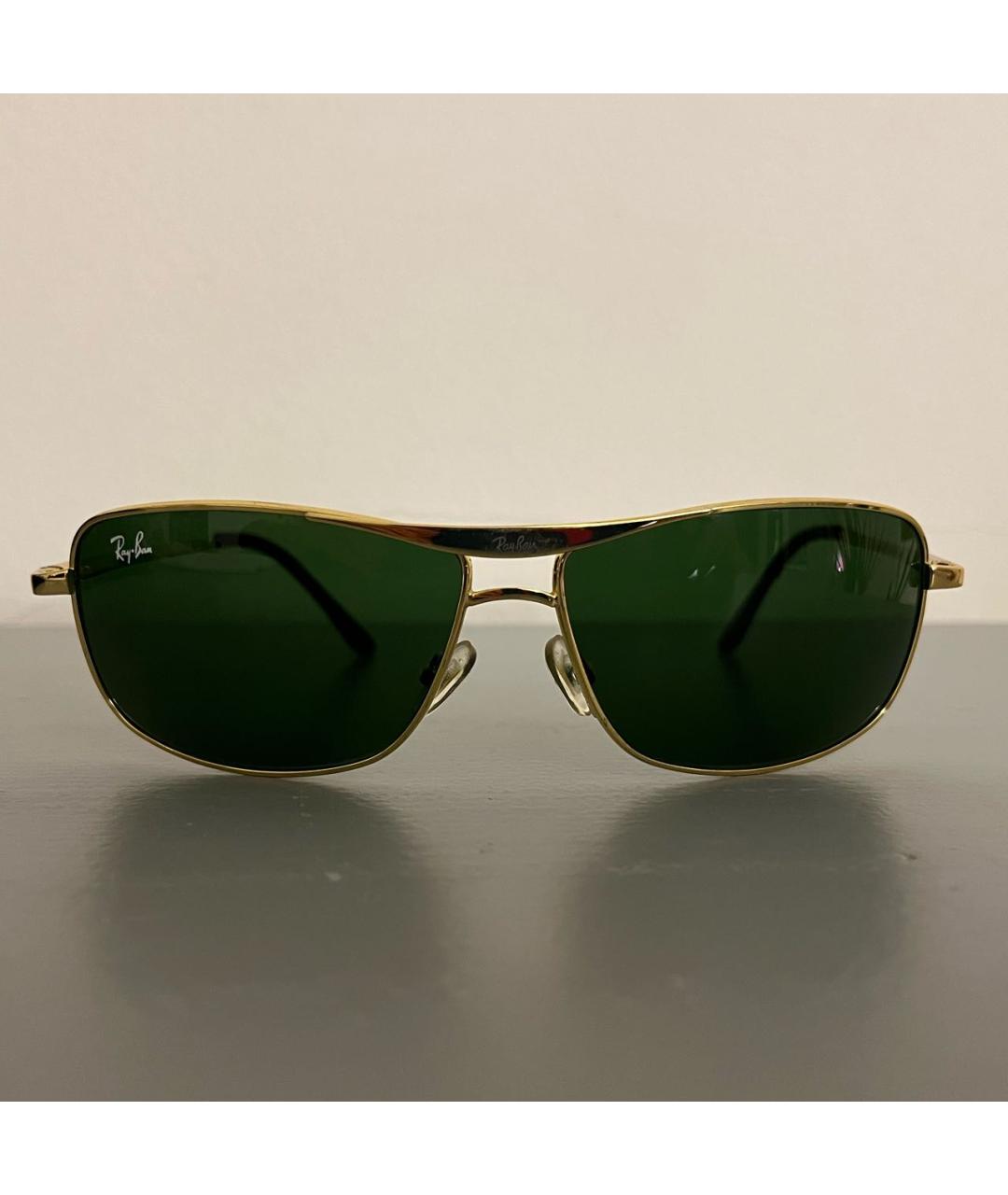 RAY BAN Золотые металлические солнцезащитные очки, фото 6