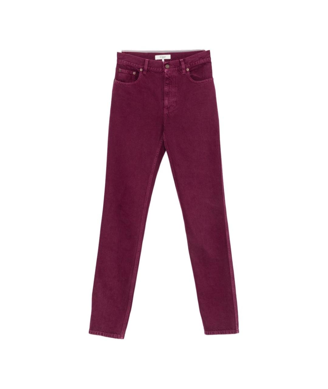 CHLOE Бордовые хлопковые прямые джинсы, фото 1