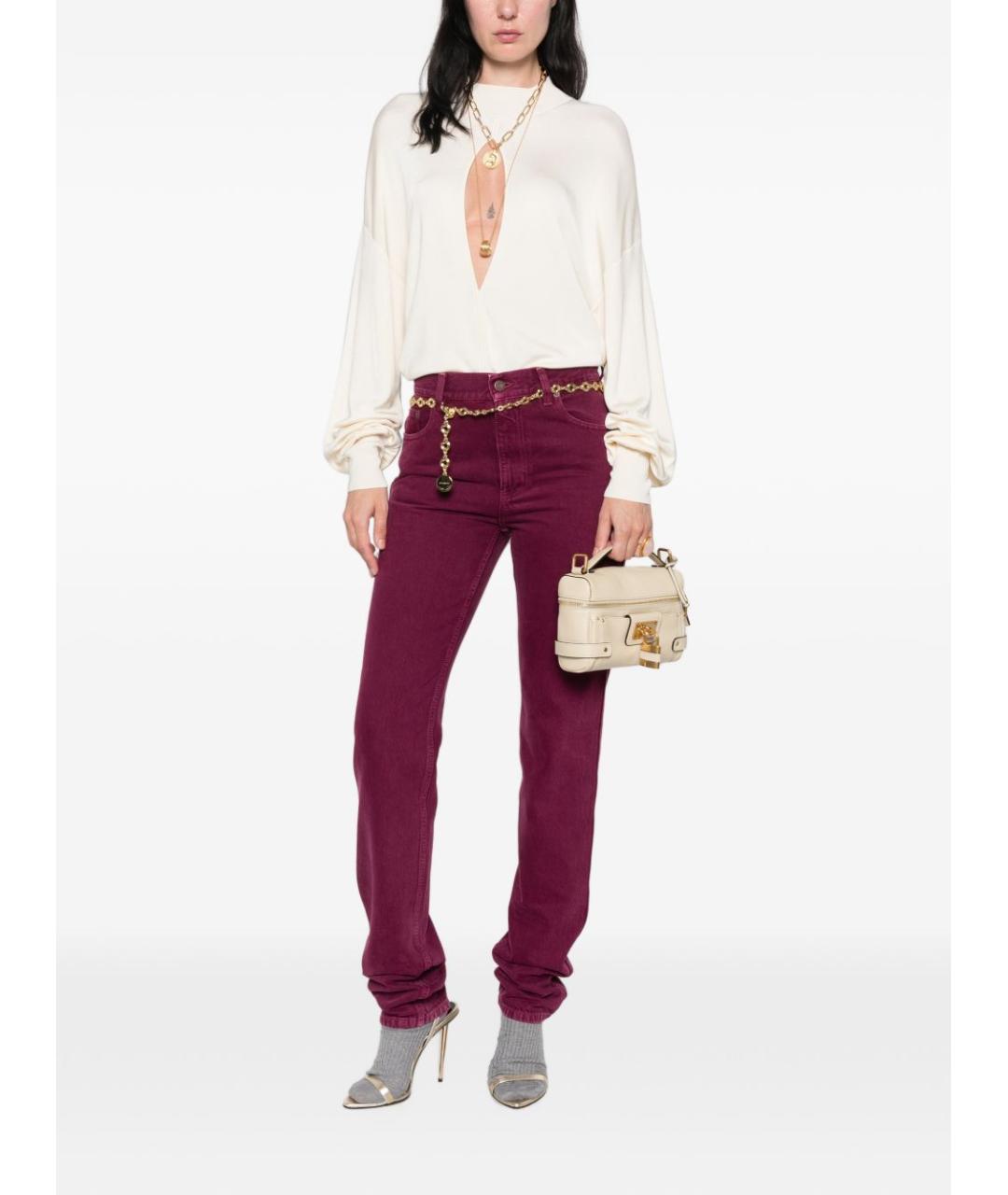 CHLOE Бордовые хлопковые прямые джинсы, фото 2