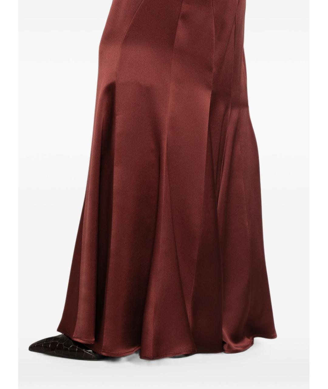MAX MARA Коричневая шелковая юбка макси, фото 2