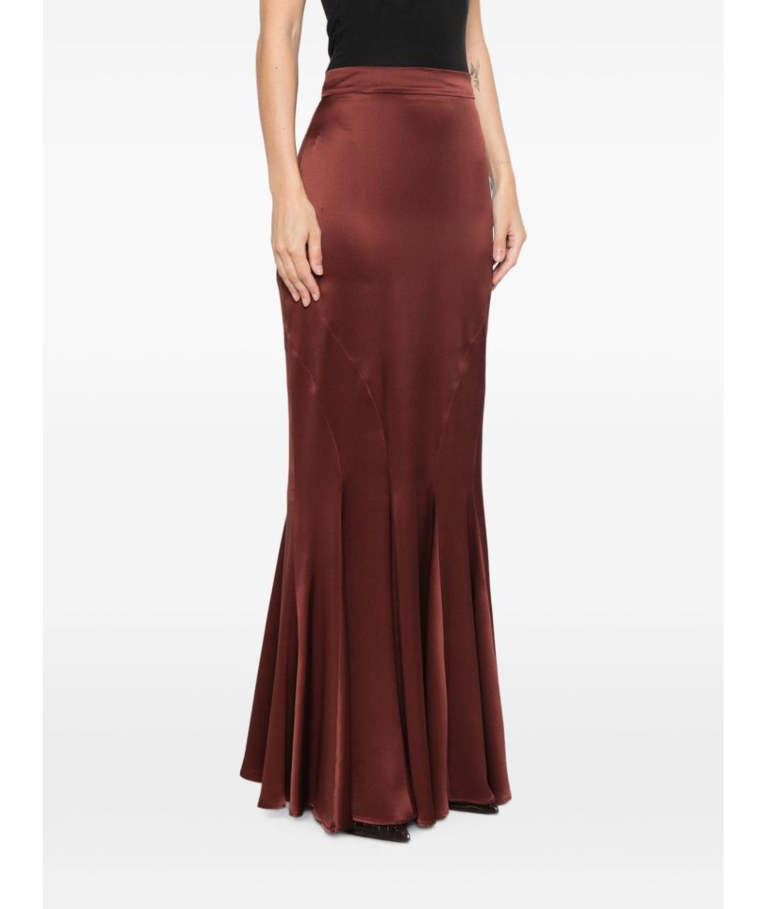 MAX MARA Коричневая шелковая юбка макси, фото 3