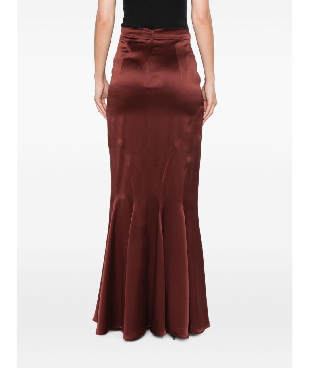 MAX MARA Коричневая шелковая юбка макси, фото 5