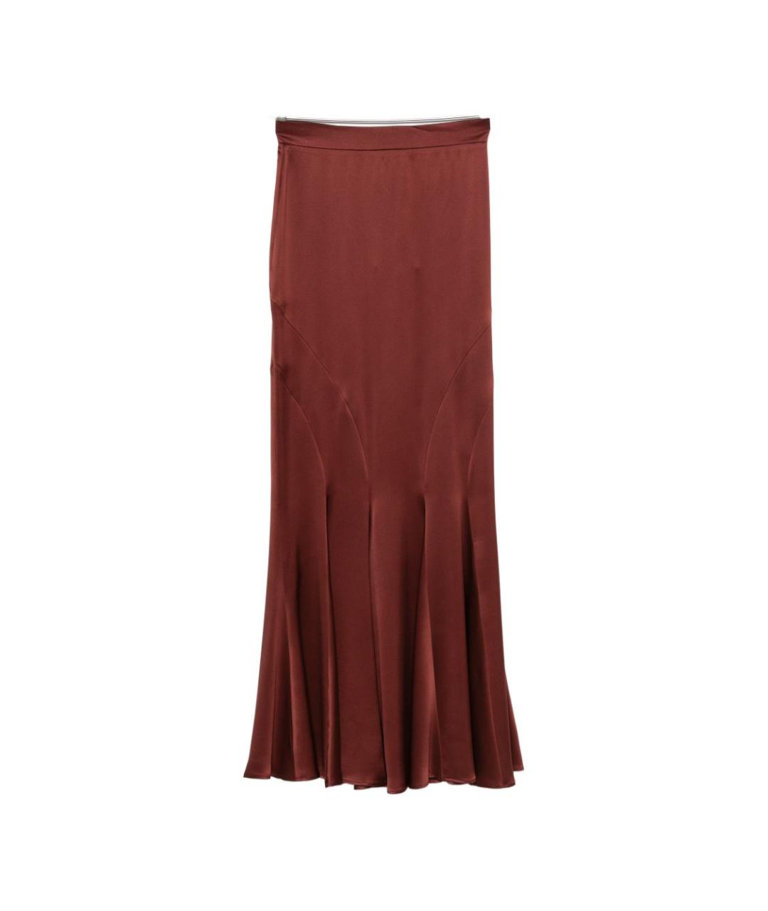 MAX MARA Коричневая шелковая юбка макси, фото 1