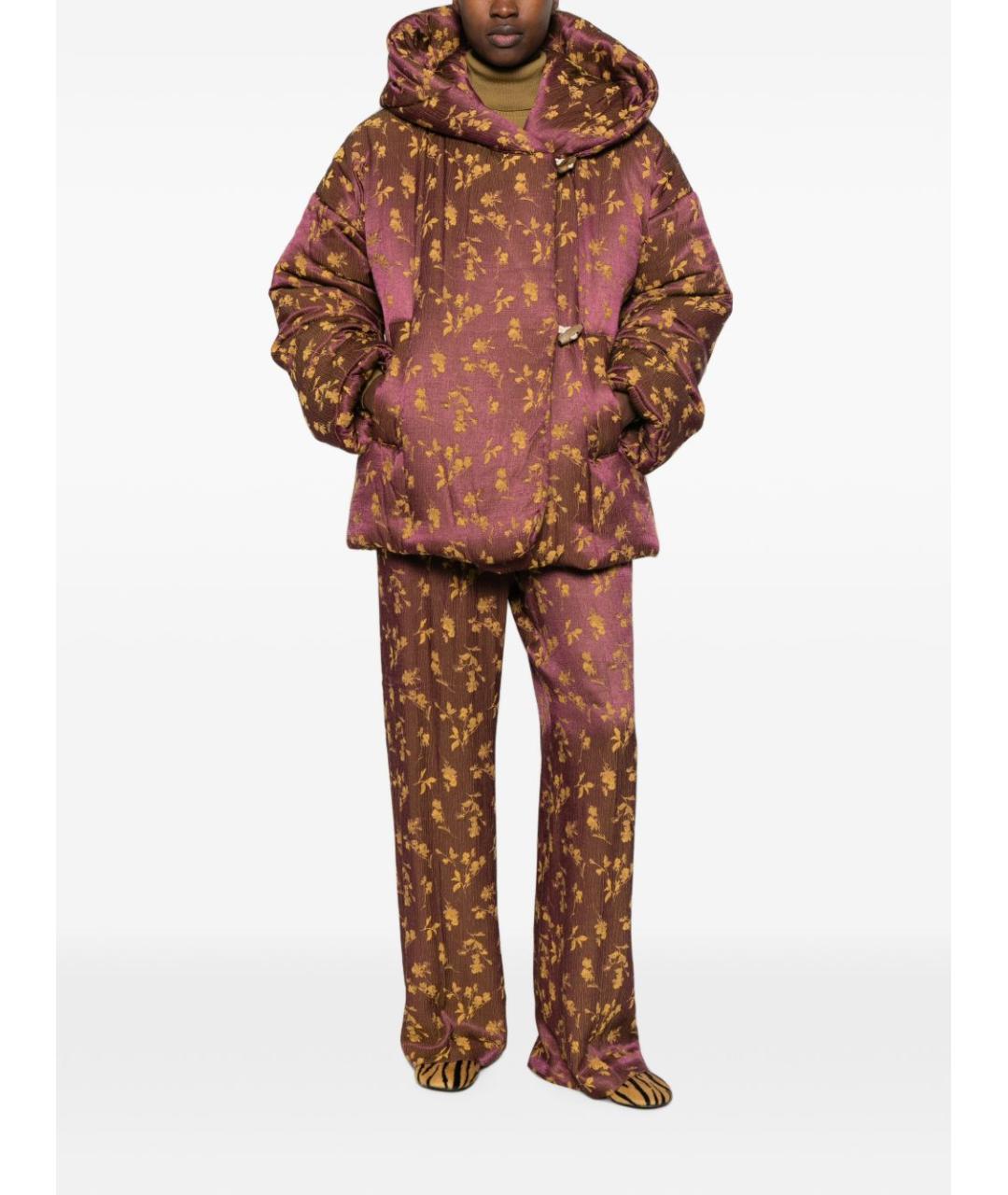 DRIES VAN NOTEN Коричневые вискозные прямые брюки, фото 5