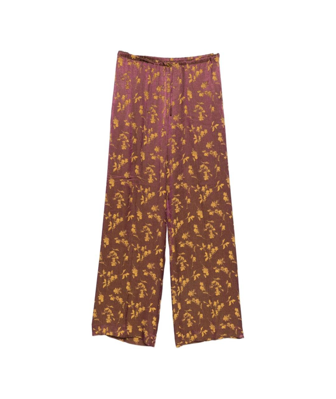 DRIES VAN NOTEN Коричневые вискозные прямые брюки, фото 1