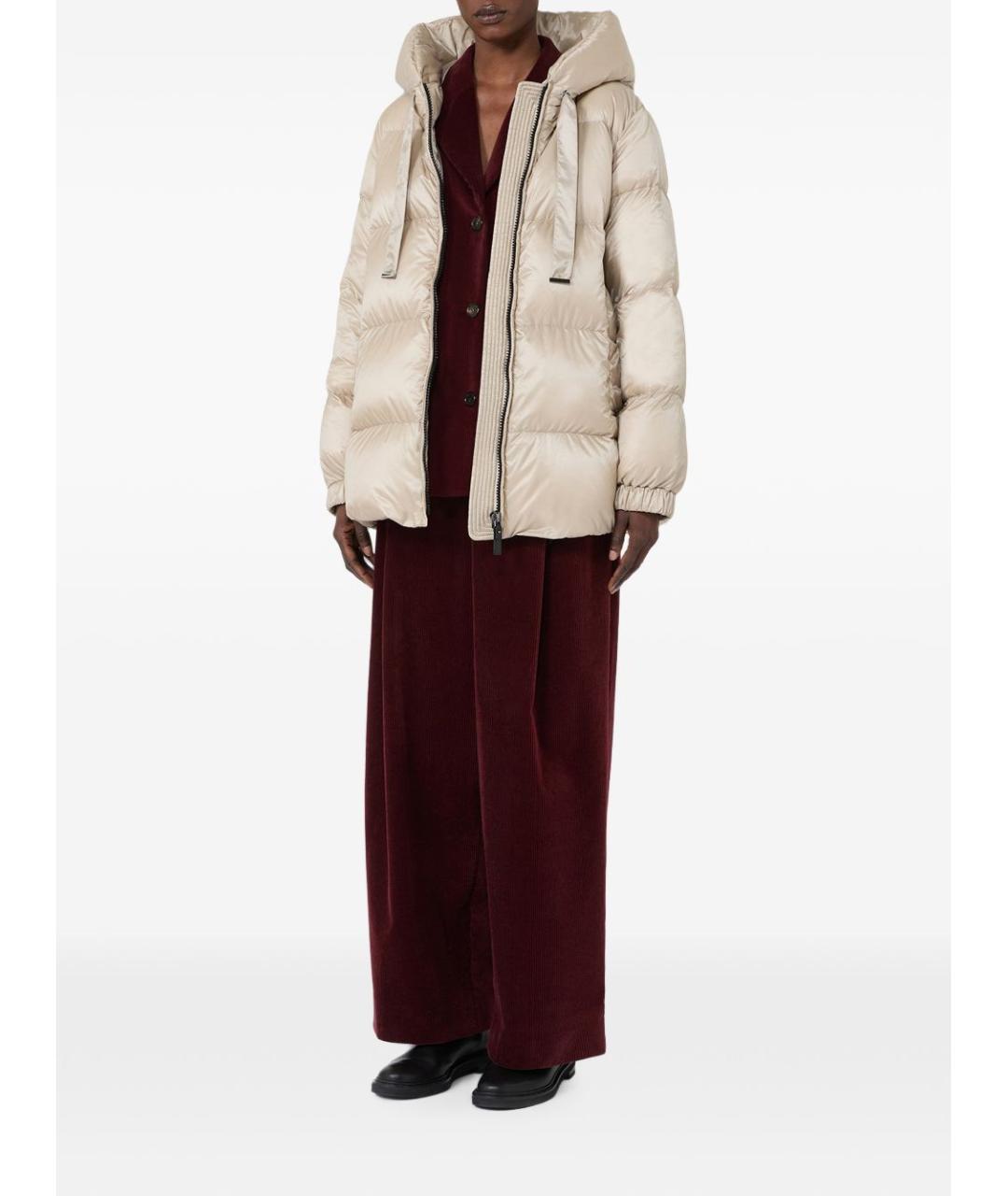 MAX MARA Бежевый полиэстеровый пуховик, фото 3